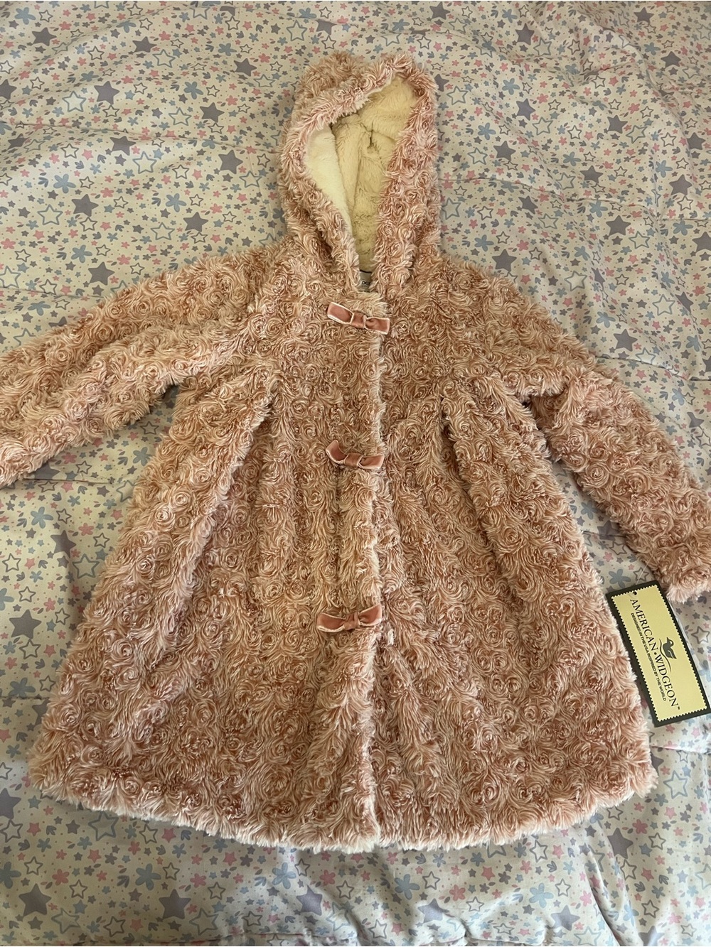 American Widgeon Children's Faux Fur Hooded Coat in Blush Pink